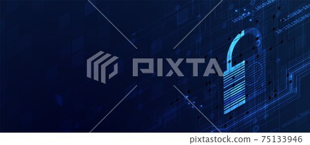 internet digital security technology concept for business background. Lock on circuit board internet digital security technology concept for business background. Lock on circuit board 75133946