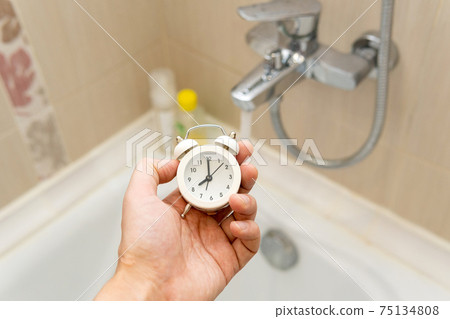 time to take a shower or a bath. hygienic concept. selective focus 75134808