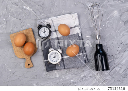 Kitchen utensils for commercial kitchen, restaurant,cooking, kitchen and food concept. top view 75134816