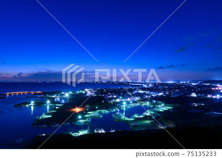 Night view of port town Night view of port town 75135233