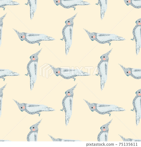 Abstract seamless animal bird pattern in simple style with cockatoo bird shapes. Parrot cartoon backdrop. Abstract seamless animal bird pattern in simple style with cockatoo bird shapes. Parrot cartoon backdrop. 75135611
