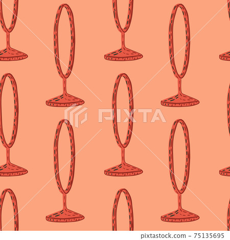 Entertaiment seamless doodle pattern with simple hand drawn circus ring elements. Coral background. Entertaiment seamless doodle pattern with simple hand drawn circus ring elements. Coral background. 75135695