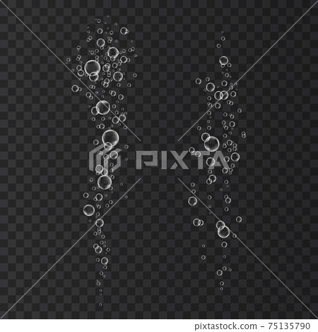 Underwater fizzing air bubbles stream. Underwater fizzing air bubbles stream. 75135790