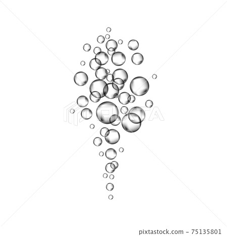 Realistic 3d oxygen  bubbles flow  in water, sea, aquarium. 75135801