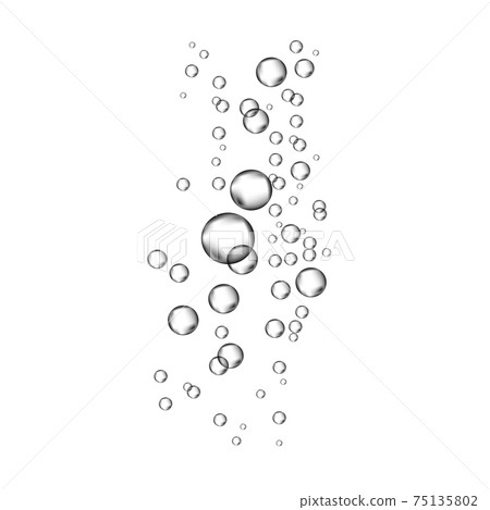 Realistic 3d oxygen  bubbles stream  in water, sea, aquarium. 75135802