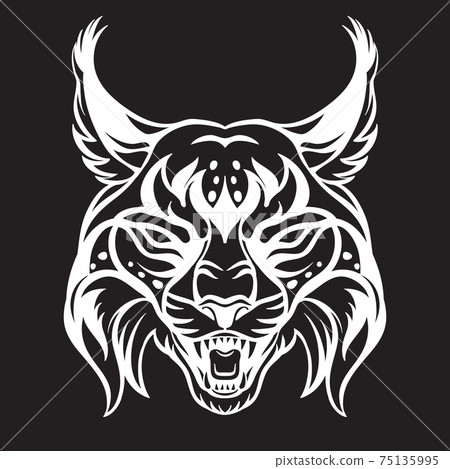 Vector head of mascot lynx isolated on black Vector head of mascot lynx isolated on black 75135995