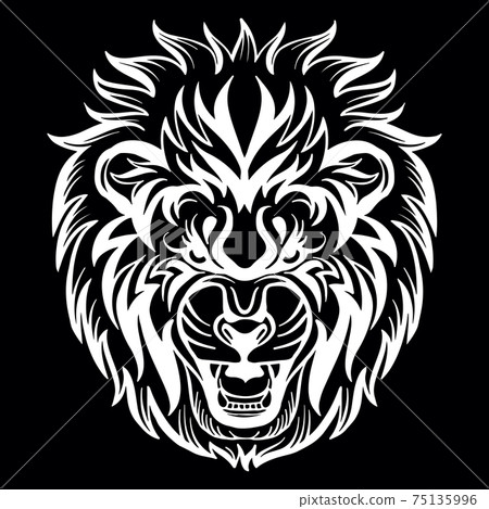 Vector head of mascot lion isolated on black Vector head of mascot lion isolated on black 75135996