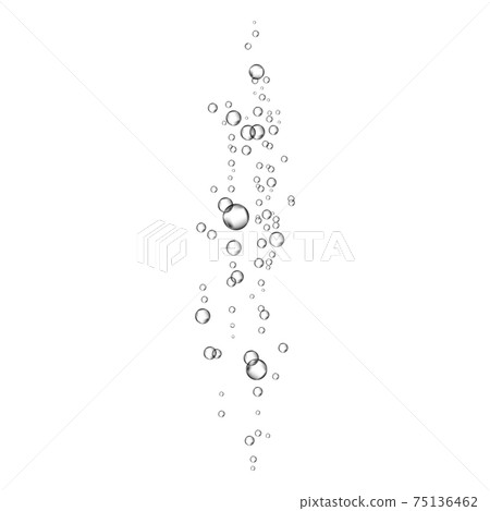 Underwater fizzing air bubbles stream on white  background. 75136462