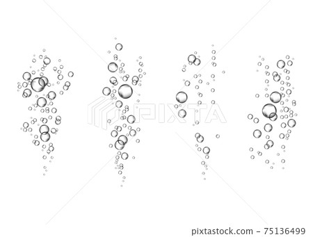 Underwater fizzing air transparent bubbles flow on white background. Underwater fizzing air transparent bubbles flow on white background. 75136499