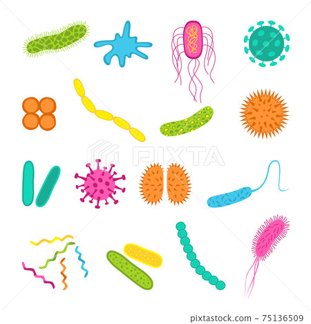 Germs and bacteria icons set in flat style. 75136509
