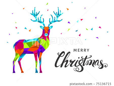 Christmas low poly colorful triangle reindeer. Christmas low poly colorful triangle reindeer. 75136715