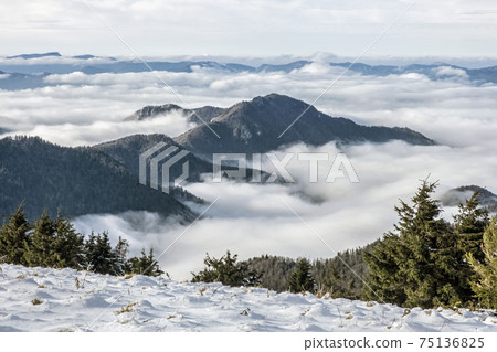 Big Fatra mountains and Turiec basin, Slovakia, inverse weather scene Big Fatra mountains and Turiec basin, Slovakia, inverse weather scene 75136825