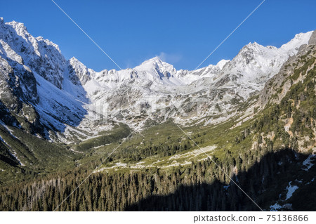 Koprovsky peak and Mengusovska valley, High Tatras, Slovakia, winter scene 75136866