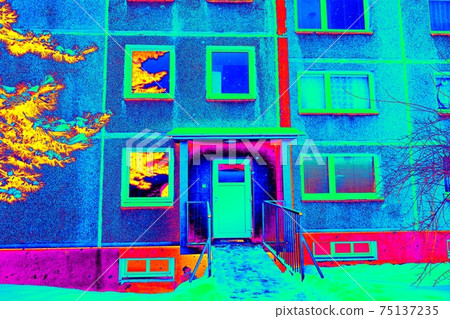 Prefab cheap flat building in thermal imaging simulation Prefab cheap flat building in thermal imaging simulation 75137235