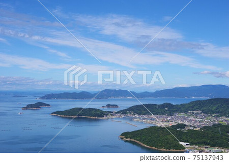 香川縣高松市 從屋島看向庵治町和小豆島 75137943