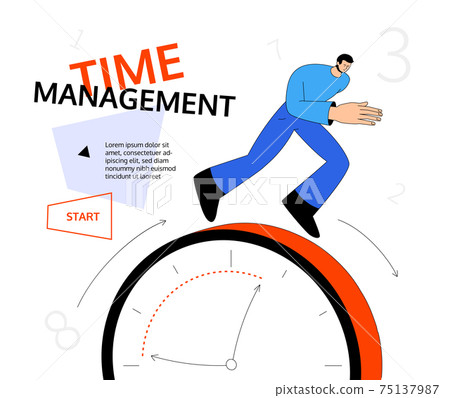 Time management - modern colorful line design style web banner Time management - modern colorful line design style web banner 75137987