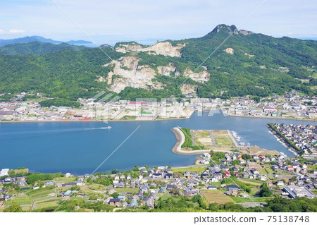 View of Mt. Goken and Murecho from Yashima, Takamatsu City, Kagawa Prefecture View of Mt. Goken and Murecho from Yashima, Takamatsu City, Kagawa Prefecture 75138748
