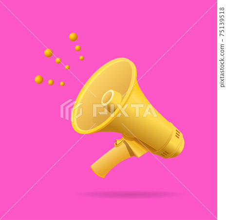 Realistic Detailed 3d Yellow Megaphone. Vector Realistic Detailed 3d Yellow Megaphone. Vector 75139518
