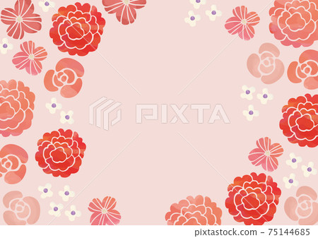 Watercolor style flower frame design pink Watercolor style flower frame design pink 75144685