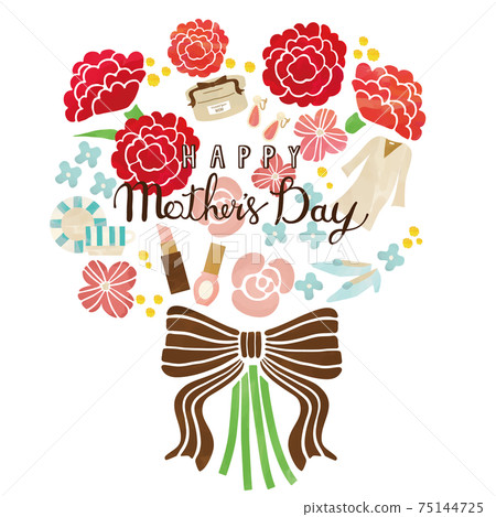 母親節水彩觸摸花和禮品項目花束設計 75144725