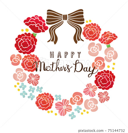 Mother's Day watercolor touch flower wreath - Stock Illustration ...
