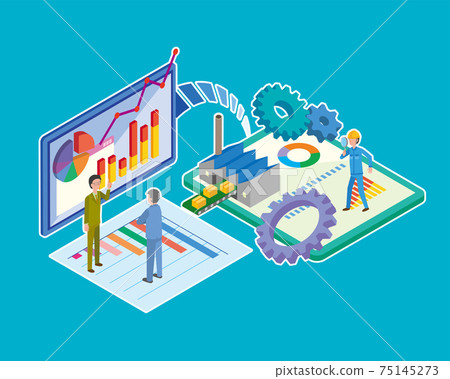 Factory efficiency and digital image illustration 75145273