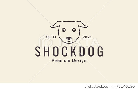 cartoon cute lines dog shocked logo design vector icon symbol graphic illustration 75146150