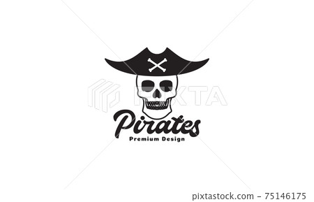 human head skull with hat pirates logo design vector icon symbol graphic illustration 75146175