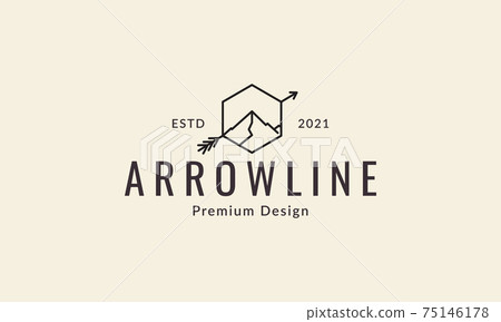 hexagonal lines with mountain and arrows logo design vector icon symbol graphic illustration 75146178