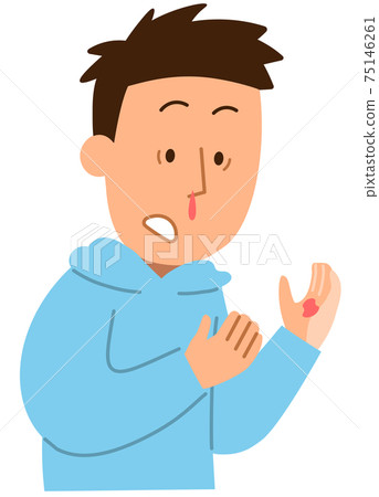 A man who is surprised with a nosebleed A man who is surprised with a nosebleed 75146261