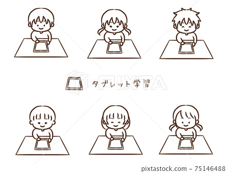 Vertical tablet and children's line art Vertical tablet and children's line art 75146488