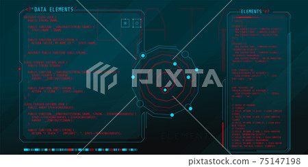 HUD interface elements with part of the PHP code. 75147198