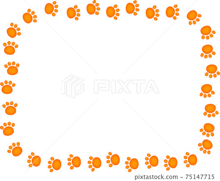橙色的動物腳印裝飾框架 75147715