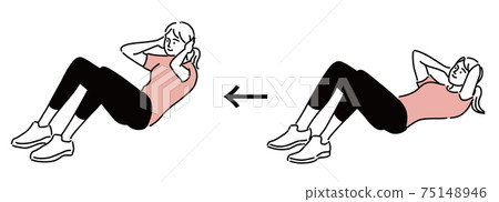 腹部運動女性運動插畫手繪 腹部運動女性運動插畫手繪 75148946