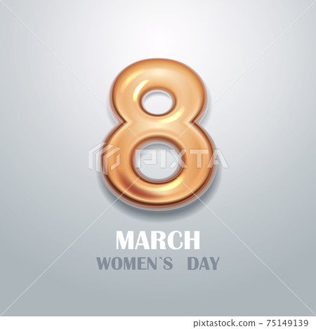 womens day 8 march holiday celebration banner flyer or greeting card with golden number eight 75149139