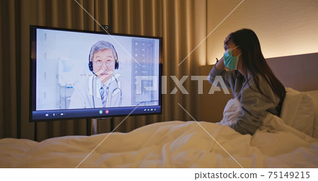 Telemedicine concept with webcam Telemedicine concept with webcam 75149215