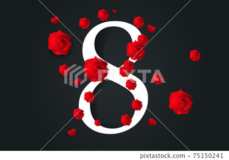 womens day 8 march holiday celebration banner flyer or greeting card with flowers and number eight womens day 8 march holiday celebration banner flyer or greeting card with flowers and number eight 75150241
