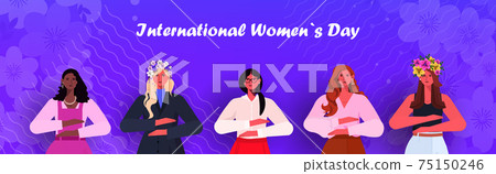 mix race girls celebrating international womens day 8 march holiday celebration concept portrait horizontal mix race girls celebrating international womens day 8 march holiday celebration concept portrait horizontal 75150246