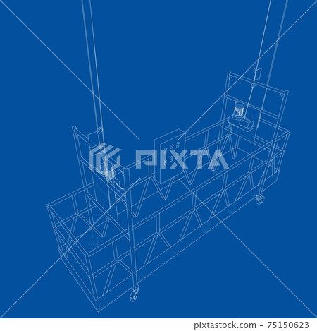 Empty construction elevator. Vector 75150623