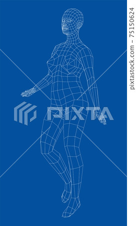 Wireframe walking woman. Vector Wireframe walking woman. Vector 75150624