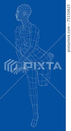 Wireframe girl posing in a sexy pose. Vector Wireframe girl posing in a sexy pose. Vector 75150625