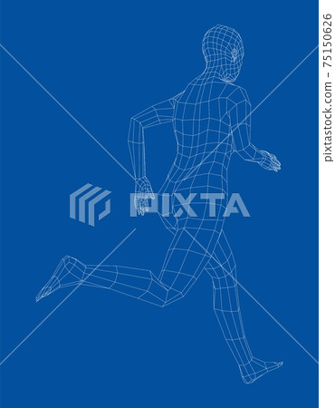 Wireframe running woman. Vector Wireframe running woman. Vector 75150626