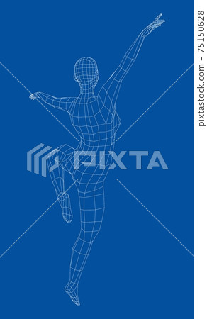 Wireframe ballerina in dance pose. Vector Wireframe ballerina in dance pose. Vector 75150628