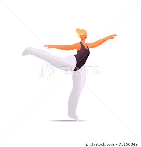 female ballet dancer ballerina dancing in sportswear isolated full length 75150849