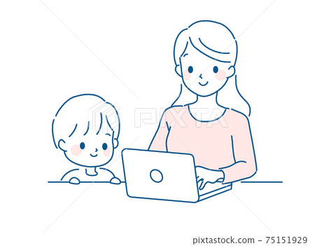 母親的遠程辦公的插圖 母親的遠程辦公的插圖 75151929