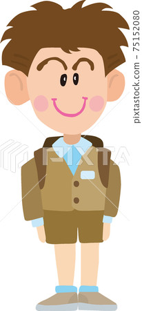 Elementary school boy in uniform wearing a school bag 75152080
