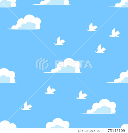 Texture of blue sky, clouds and birds Texture of blue sky, clouds and birds 75152109