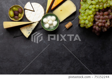 Various cheese and grapes Various cheese and grapes 75152244
