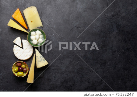 Various cheese and olives Various cheese and olives 75152247