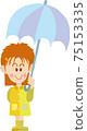 一個戴著雨傘，雨衣和靴子的女孩 75153335
